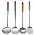 Long Handle Stainless Steel Wok Kitchen Slotted Turner Rice Spoon Ladle Cooking Tools Utensil Set – Convenient Carry Handles for Streamlined Everyday Routines