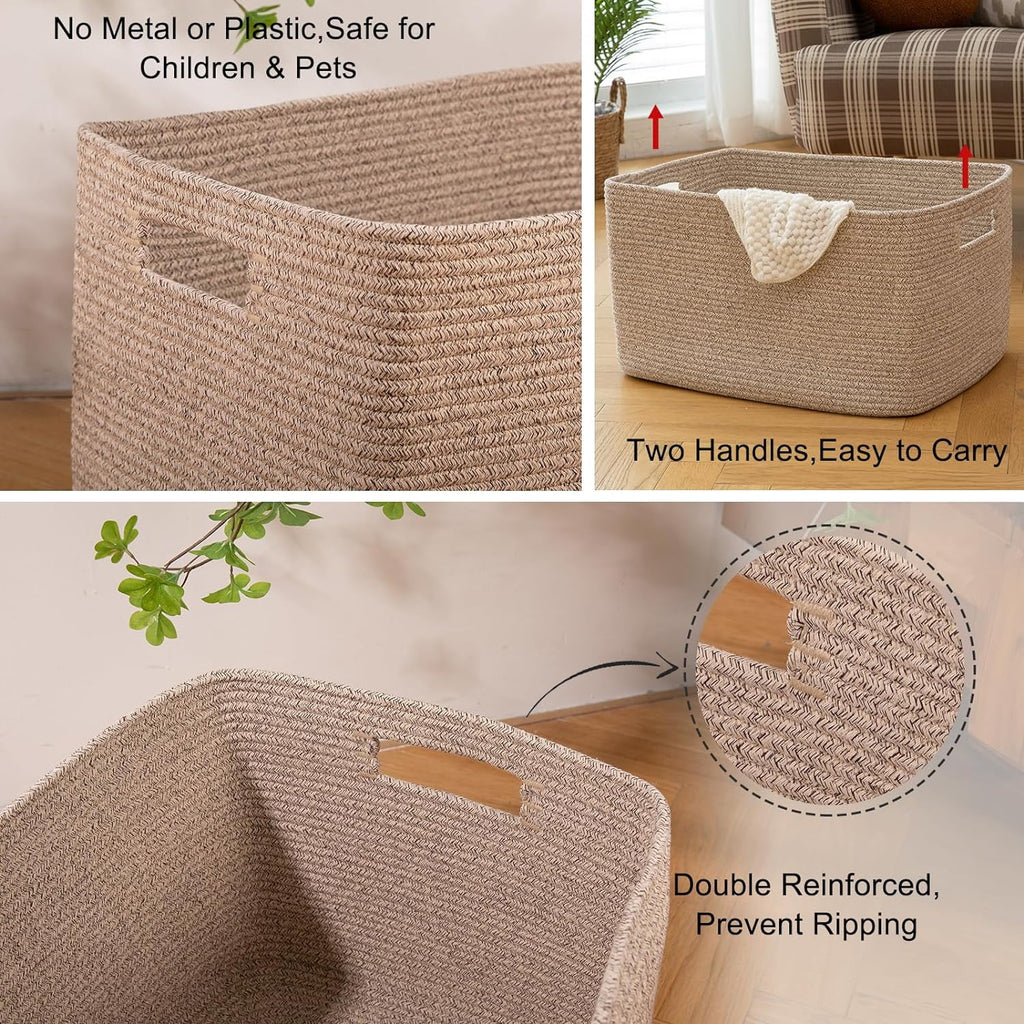 118L XXXLarge Cotton Rope Storage Basket Oversized Blanket Basket Used for Organizing Dirty Clothes in Living Room Bedroom Nursery Dog Toy Storage Bins 25" x 17" x 16",Grey – Practical Home Organization for Streamlined Everyday Routines