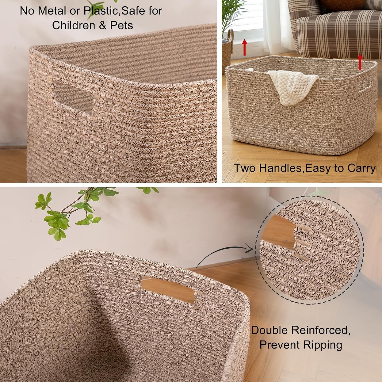 118L XXXLarge Cotton Rope Storage Basket Oversized Blanket Basket Used for Organizing Dirty Clothes in Living Room Bedroom Nursery Dog Toy Storage Bins 25" x 17" x 16",Grey – Practical Home Organization for Streamlined Everyday Routines