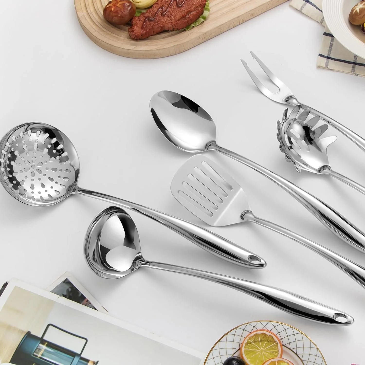304 Stainless Steel Matte Kitchen Utensils Set 11 Pcs Long Metal Cooking Utensils Set Gold Cooking Utensils Set Dishwasher Suitable – Durable Stainless Steel Construction for Streamlined Everyday Routines