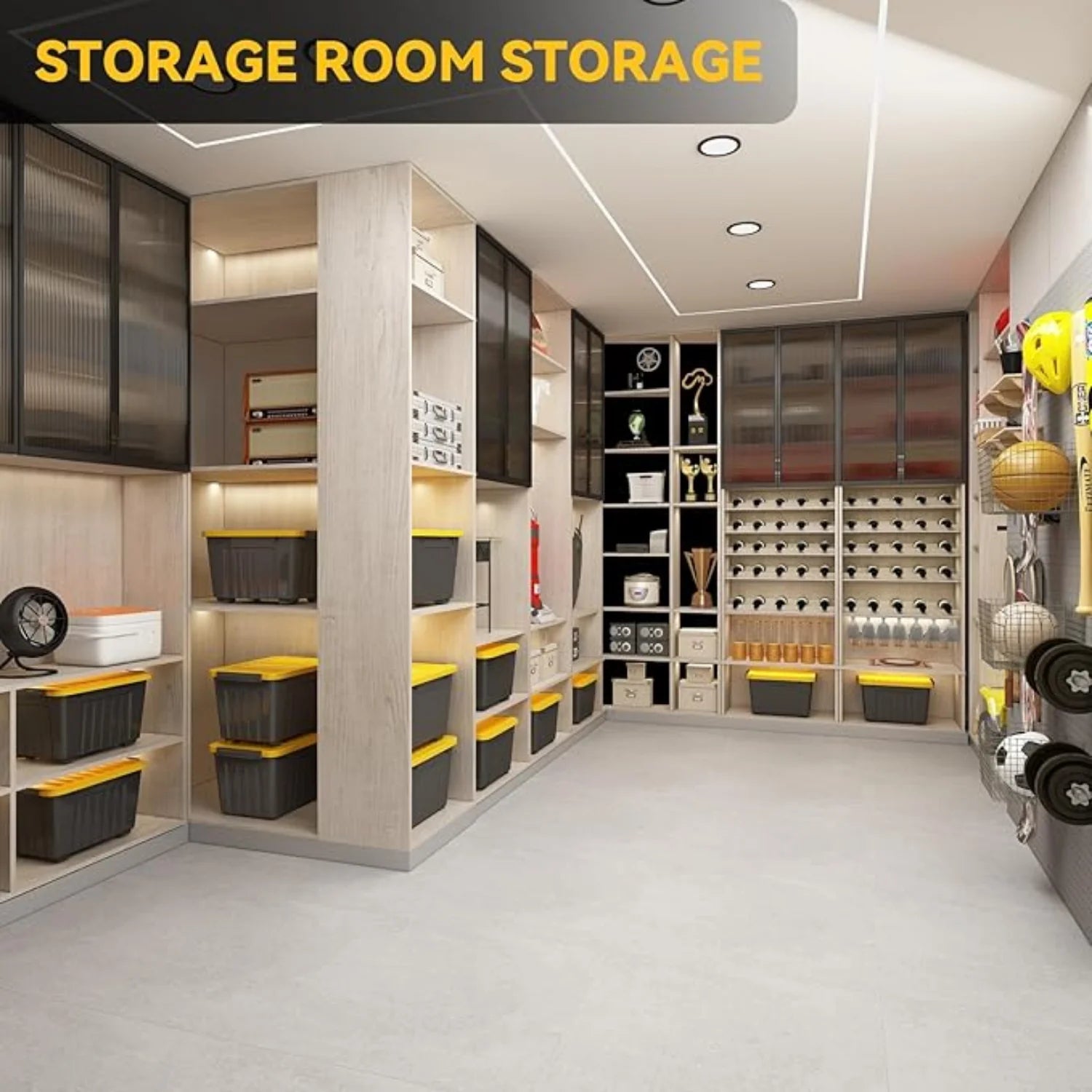 72Quart Plastic Storage Bin Stackable and Nestable Storage Boxes with White Lids and Secure Latching Buckles Large Storage Container (Black/Yellow 72Quart-6Pack) – Stackable Organization for Streamlined Everyday Routines