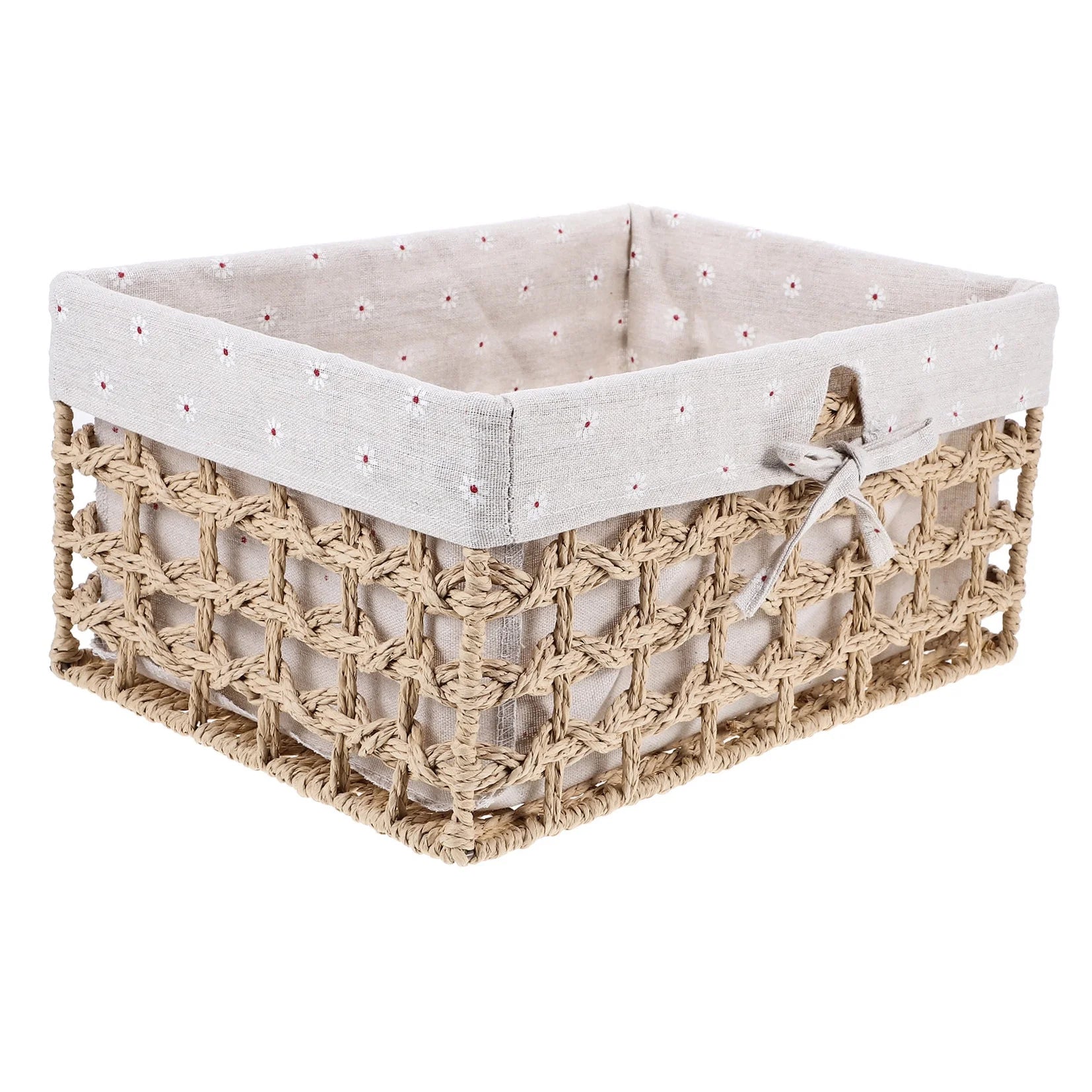 Rustic Storage Bins Grass Basket Cube Boxes with Lids Fabric Toy Sundries – Multiroom Organization Format for Streamlined Everyday Routines