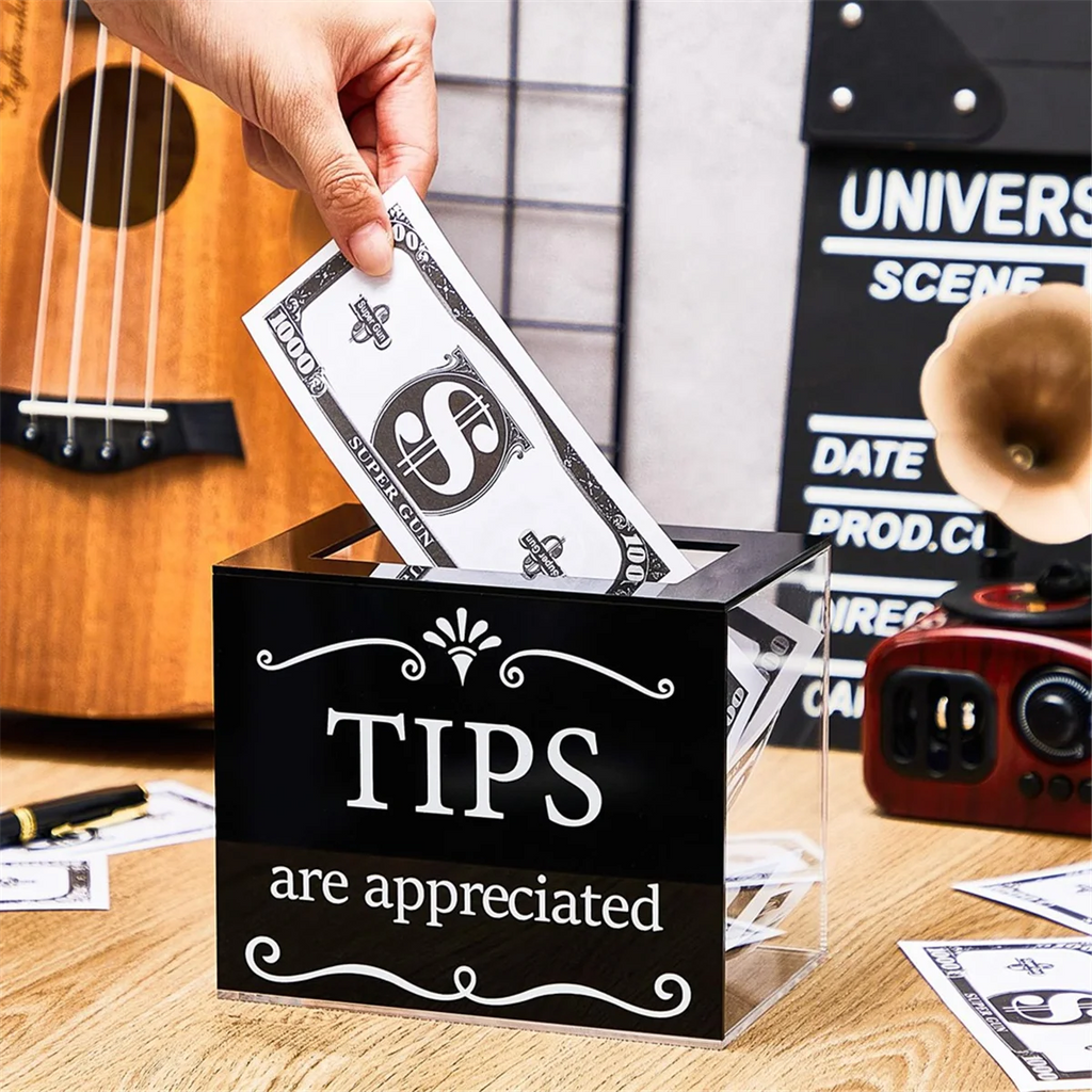 Tip Jars for Money Acrylic Cash Box Donation Bucket 6x4x5 Inch Storage Container Suggestion Raffle – Practical Home Organization for Streamlined Everyday Routines