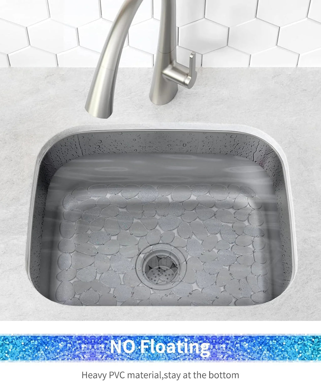 Bligli Pebble Sink Mat 2-Pack - PVC Kitchen Protector for Stainless Steel/Ceramic Dish Drying Mat for Dishes 15.7" x 11.8" Bling Clear – Clear-View Organization for Streamlined Everyday Routines