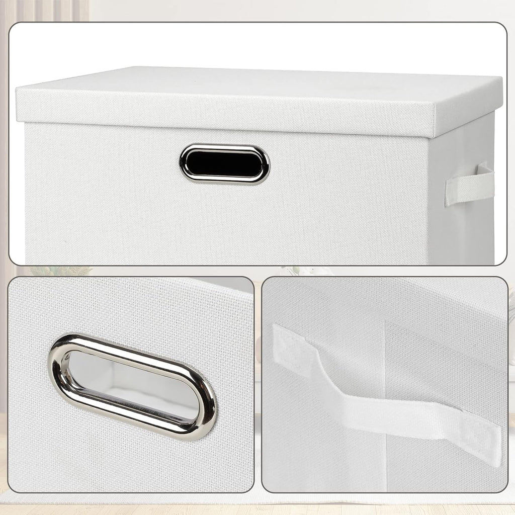 Large 17" 36 Quart Collapsible Stackable Storage Bins with Lids 3 Packs White Linen Fabric Closet Boxes with Lids Storage Cube Baskets Container Organizers for Bedroom Office(17 x12 x11) – Everyday Household Format for Streamlined Everyday Routines
