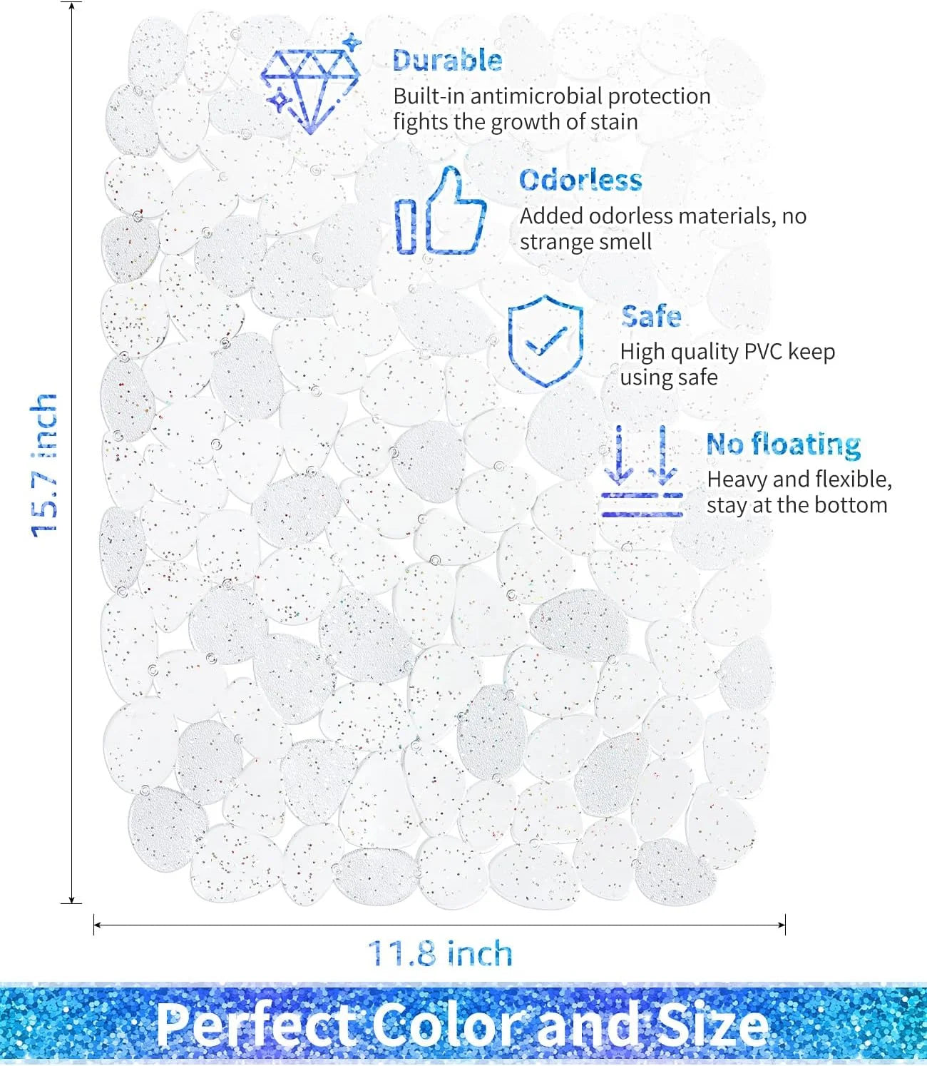 Bligli Pebble Sink Mat 2-Pack - PVC Kitchen Protector for Stainless Steel/Ceramic Dish Drying Mat for Dishes 15.7" x 11.8" Bling Clear – Clear-View Organization for Streamlined Everyday Routines