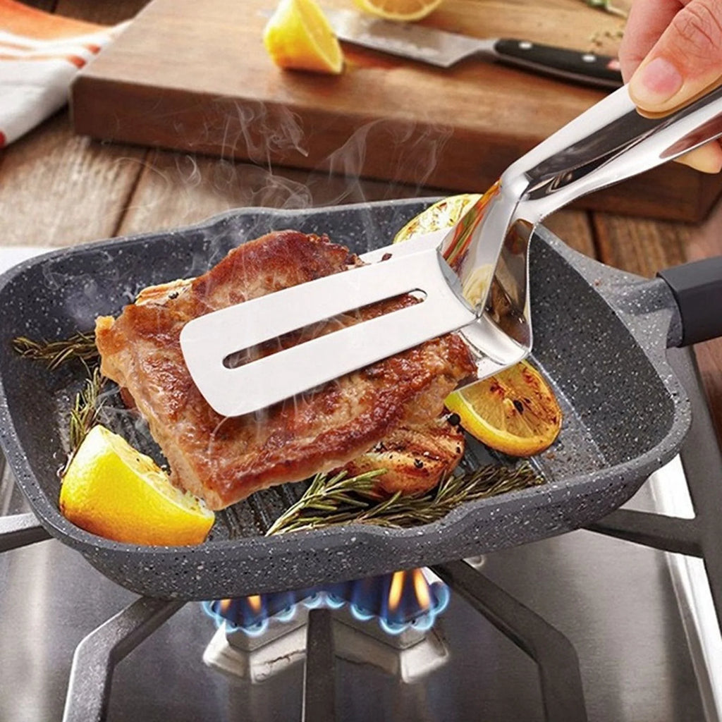Stainless Steel Double-Sided Shovel Clip Stainless Steel Spatula Kitchen Tongs,Grill Clamp Flipping Spat – Durable Stainless Steel Construction for Streamlined Everyday Routines