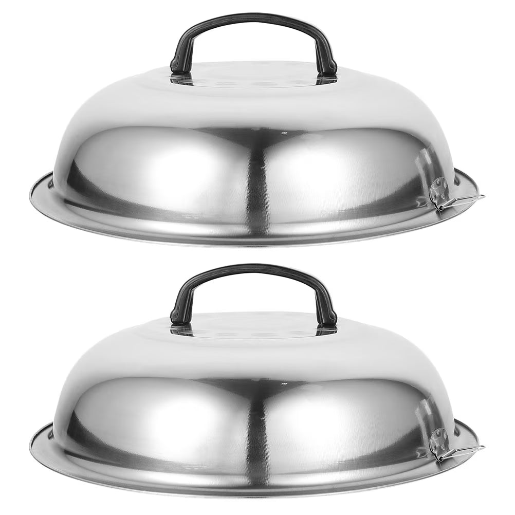unbranded 2Pcs Stainless Steel Pot Covers 28.5cm Pot Lids Kitchen Accessories (Silver) – Durable Stainless Steel Construction for Streamlined Everyday Routines