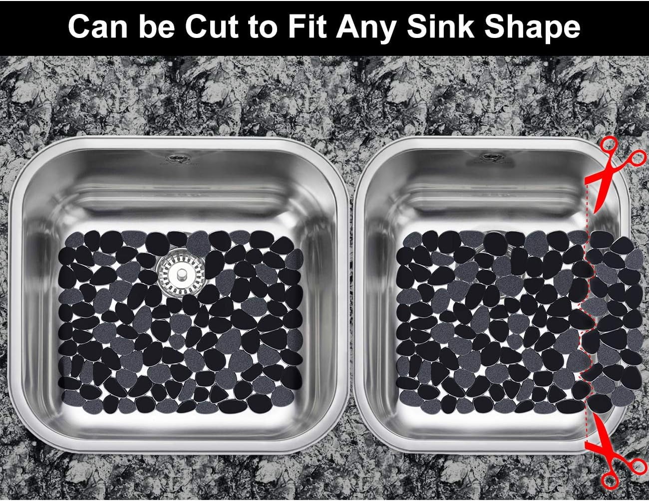 Bligli Pebble Sink Mat 2-Pack - PVC Kitchen Protector for Stainless Steel/Ceramic Dish Drying Mat for Dishes 15.7" x 11.8" Black – Durable Stainless Steel Construction for Streamlined Everyday Routines