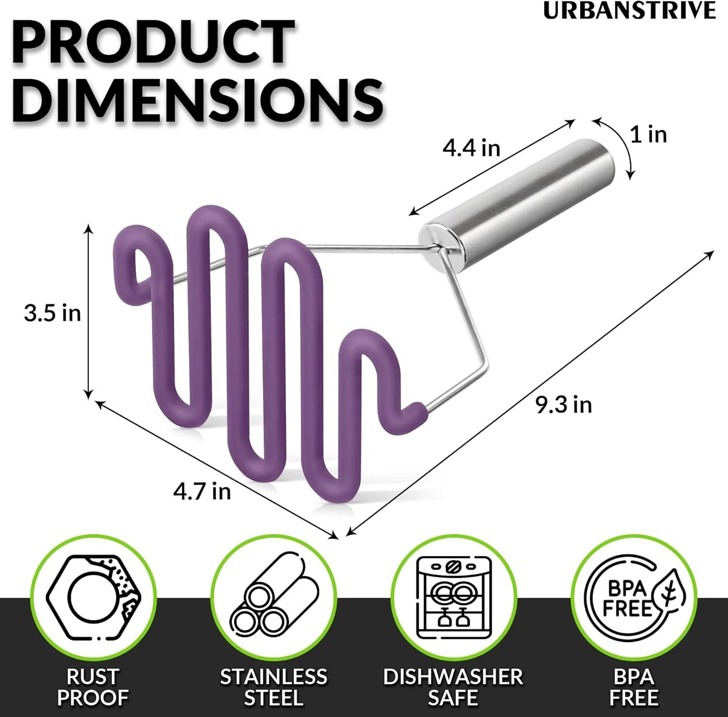 Scratch-resistant silicone potato mash maker kitchen tool stainless steel outer layer wrapped with durable silicone. – Durable Stainless Steel Construction for Streamlined Everyday Routines