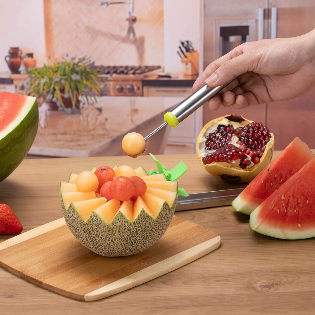 Watermelon Windmill Cutter Slicer Stainless Steel Shape Fruit Tools Quickly Cut Tool Kitchen Gadgets with Melon Scoop – Durable Stainless Steel Construction for Streamlined Everyday Routines