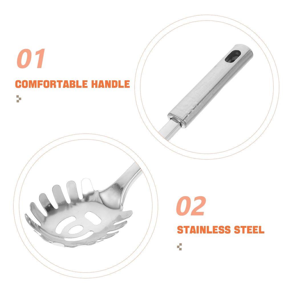 Stainless Steel Pasta Server 1 Set Spaghetti Spoon Noodle Claw Pasta Fork Metal Pasta Spoon Heat Resistant for Cooking – Durable Stainless Steel Construction for Streamlined Everyday Routines