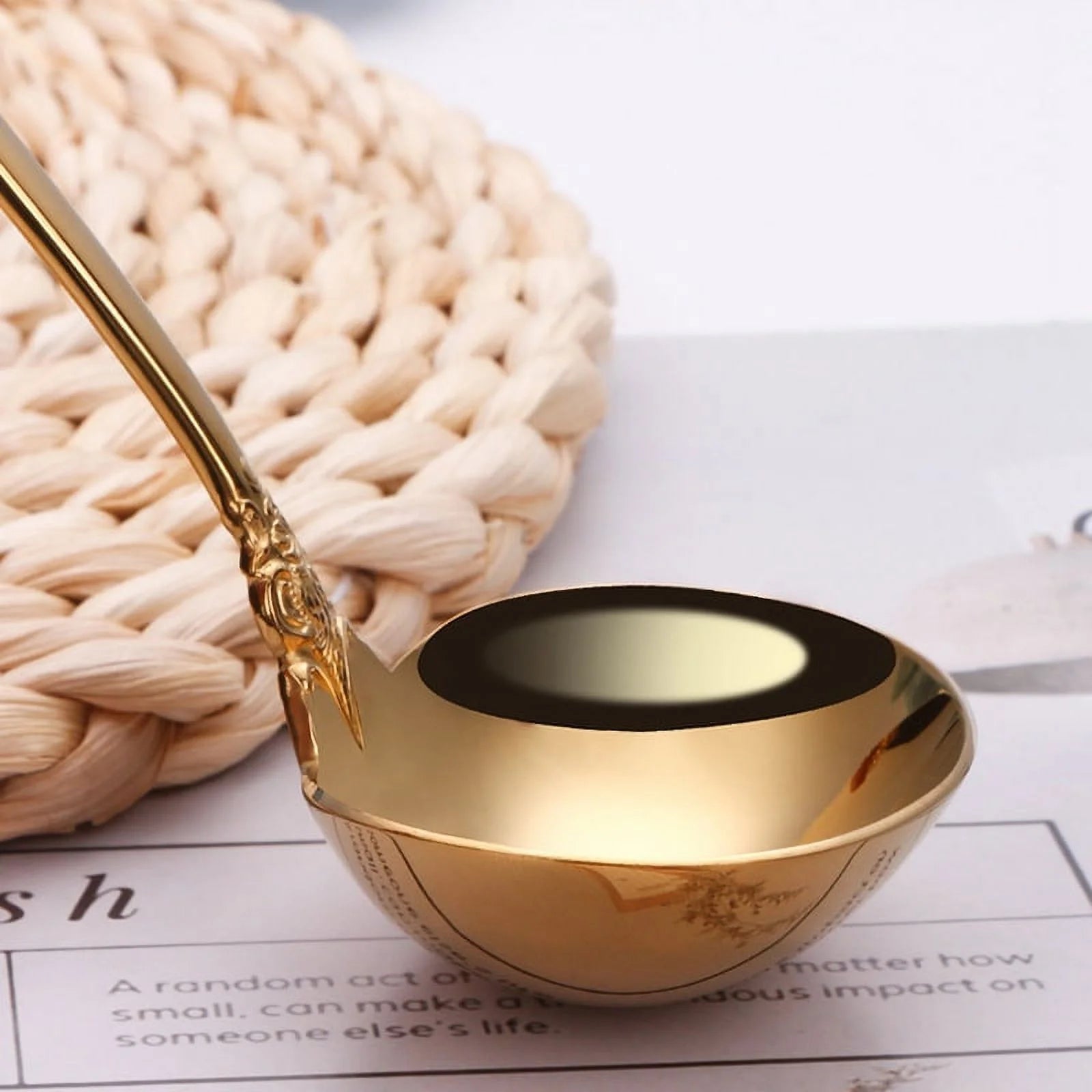 304 Stainless Steel Soup Ladle Cooking Tool Kitchen Gold Plated Spoon – Durable Stainless Steel Construction for Streamlined Everyday Routines