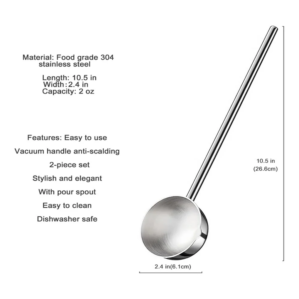 Small Soup Ladle Stainless Steel Metal Deep Spoon with Pour Spout 2 Oz Long Handle Gravy Ladles Heat- 10.5 Inch – Convenient Carry Handles for Streamlined Everyday Routines