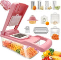 14Pcs Multi-Functional Vegetable Cutter & Slicer Trendgolden Food Chopper Stainless Steel Blades Kitchen Gadgets & Accessories (Pink) – Durable Stainless Steel Construction for Streamlined Everyday Routines