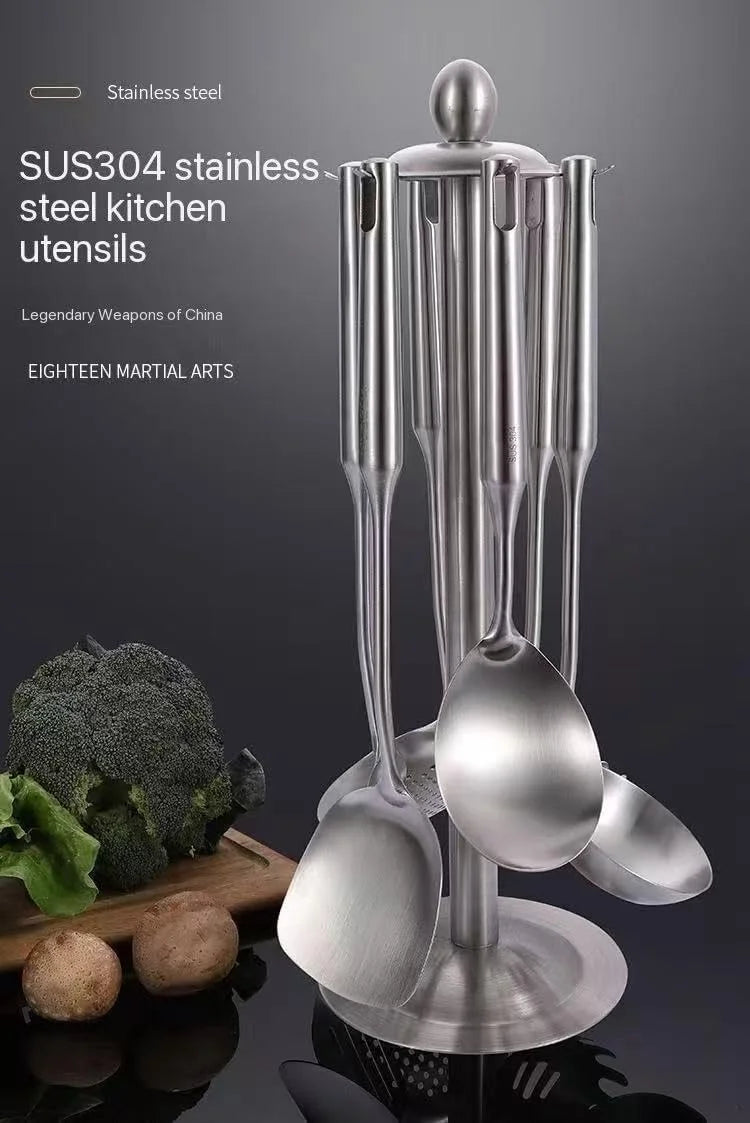 Well-crafted 7-Piece Gold Kitchen Utensil Set with Stand Stainless Steel Cooking Tools- Dishwasher Suitable Ladle Spoon Spatula Pasta Fork Luxury Brass Kitchen Accessories for Home – Durable Stainless Steel Construction for Streamlined Everyday Routines