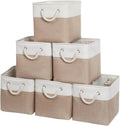 11 x 11 Inch Storage Cubes 6 Pack Large Collapsible Fabric Storage Bin White&Beige – Foldable Space-Saving Design for Streamlined Everyday Routines