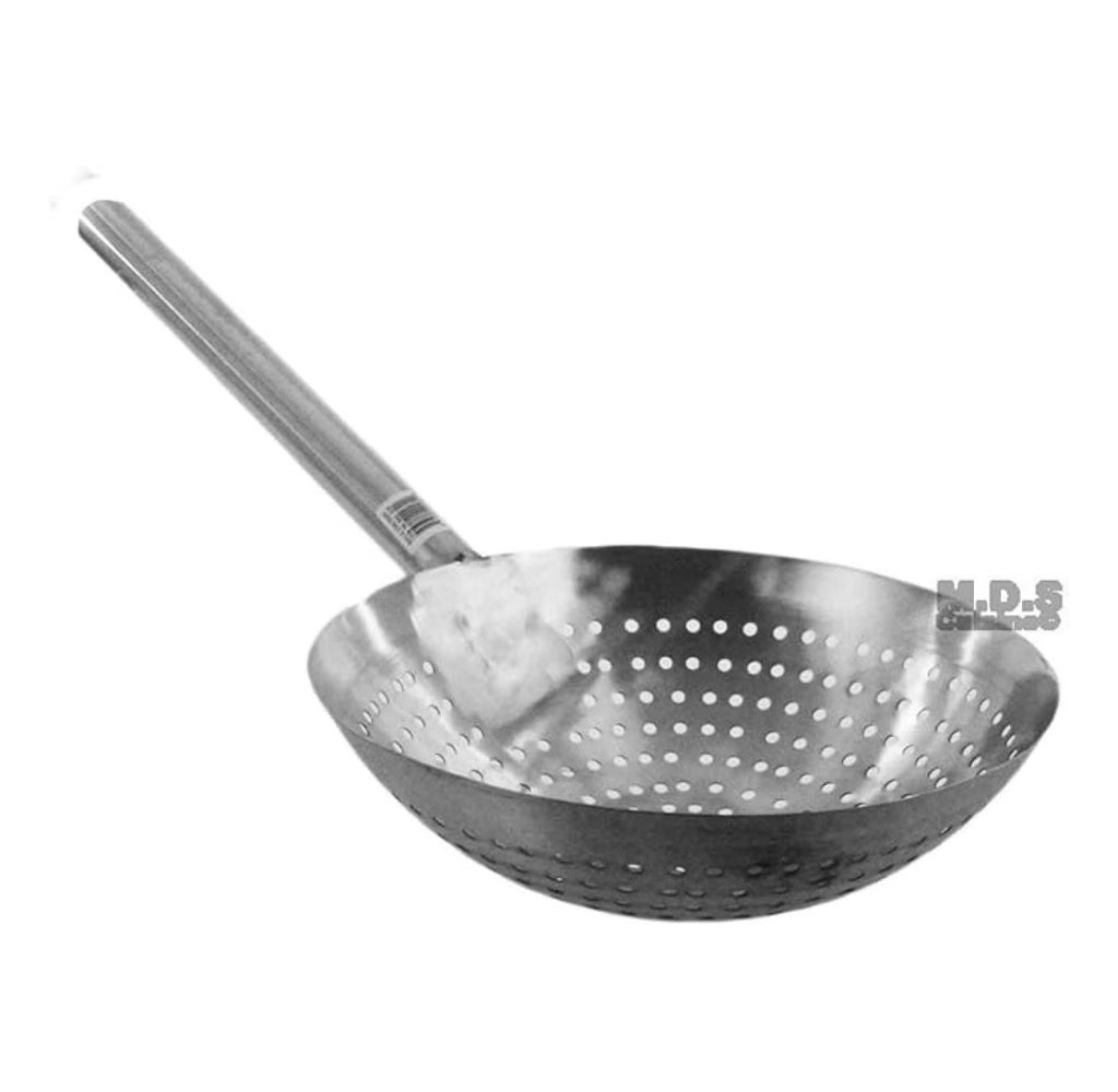 Stir Fry Skimmer Strainer 25" Stainless Steel Spider Ladle for Deep Frying Carnitas Chicken Shrimp - Long Handle Kitchen Tool – Convenient Carry Handles for Streamlined Everyday Routines