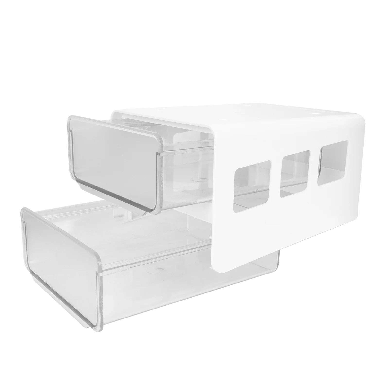 Double Storage Box Desktop Boxes Bins Table Shelf Office White – Everyday Household Format for Streamlined Everyday Routines