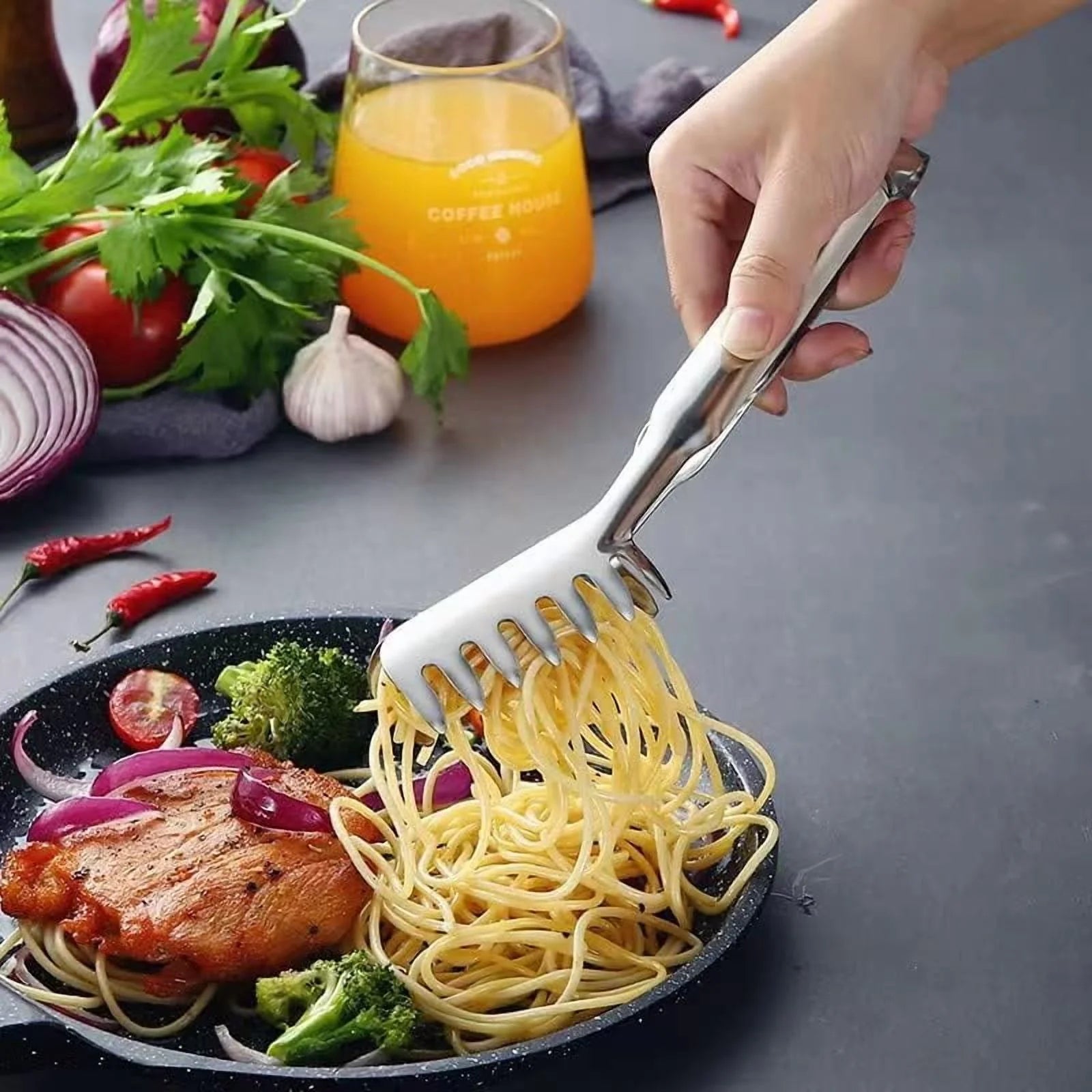2-Piece Spaghetti Set Stainless Steel Pasta& Tongs Heat Resistant 12 Inch – Durable Stainless Steel Construction for Streamlined Everyday Routines