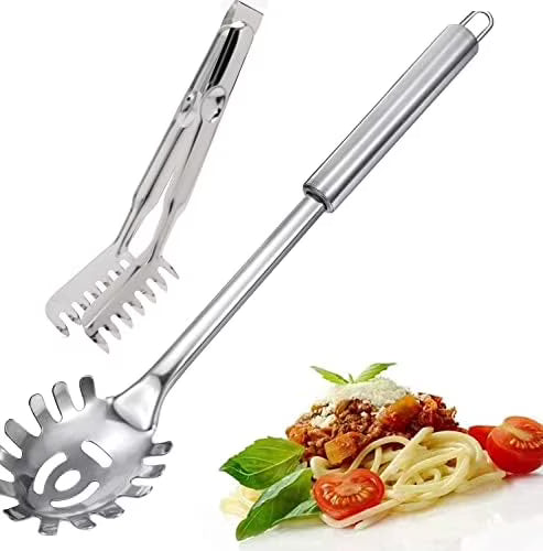 2-Piece Spaghetti Set Stainless Steel Pasta& Tongs Heat Resistant 12 Inch – Durable Stainless Steel Construction for Streamlined Everyday Routines