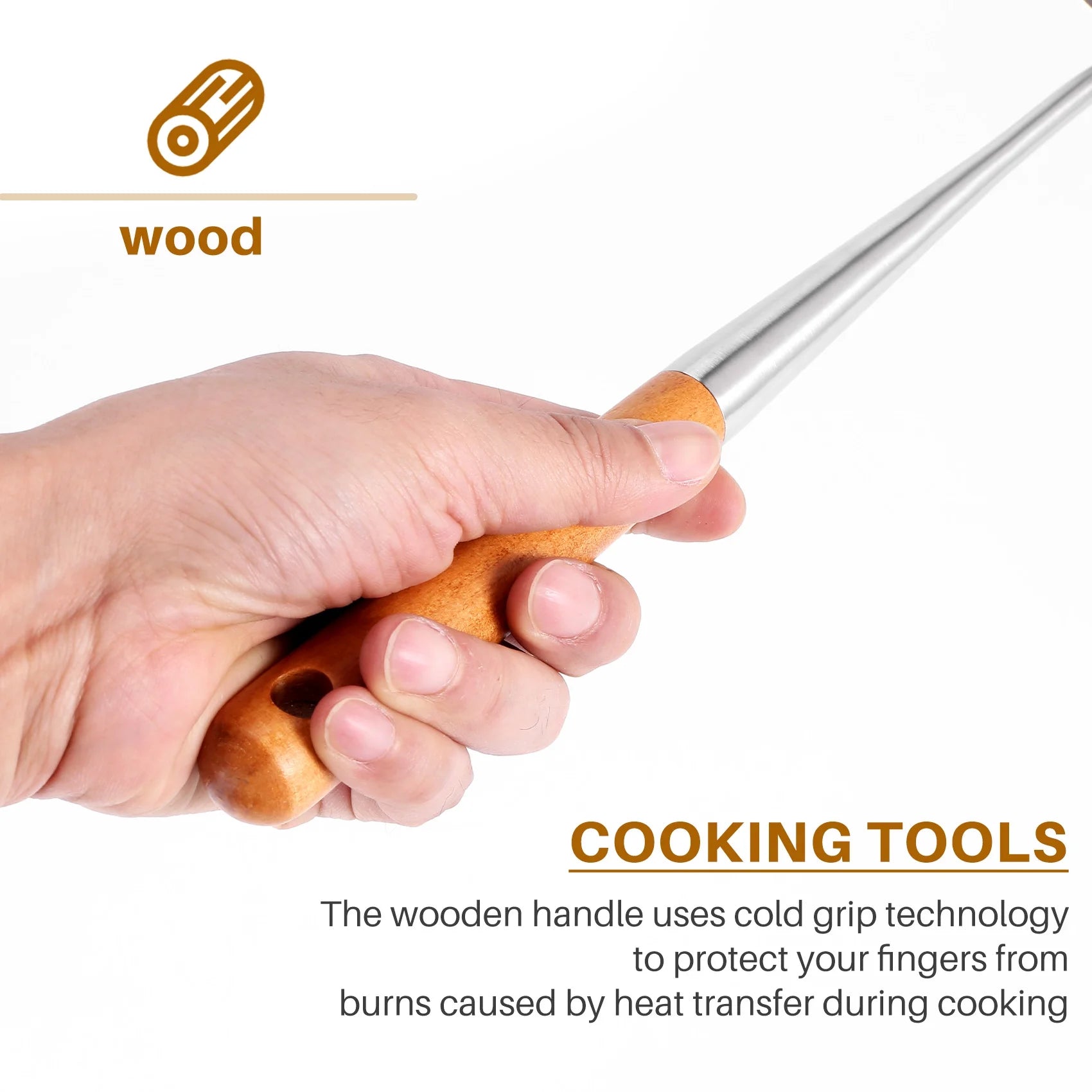 Long Handle Stainless Steel Wok Kitchen Slotted Turner Rice Spoon Ladle Cooking Tools Utensil Set – Convenient Carry Handles for Streamlined Everyday Routines