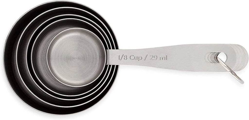 Stainless Steel Measuring Cups Heavy-Duty 5-Piece Set with Storage Ring – Kitchen Measuring Tools – Durable Stainless Steel Construction for Streamlined Everyday Routines