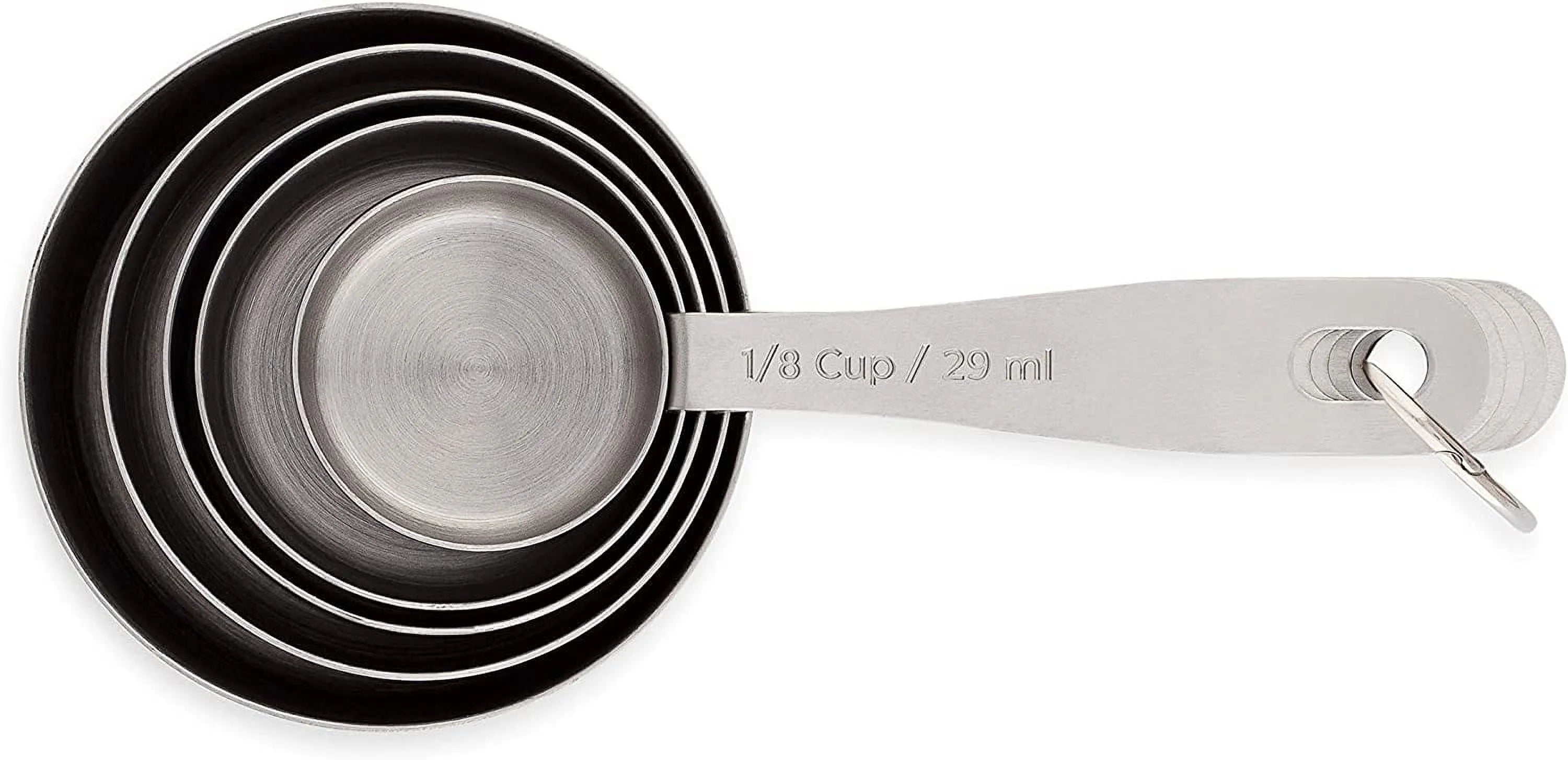 Stainless Steel Measuring Cups Heavy-Duty 5-Piece Set with Storage Ring – Kitchen Measuring Tools – Durable Stainless Steel Construction for Streamlined Everyday Routines