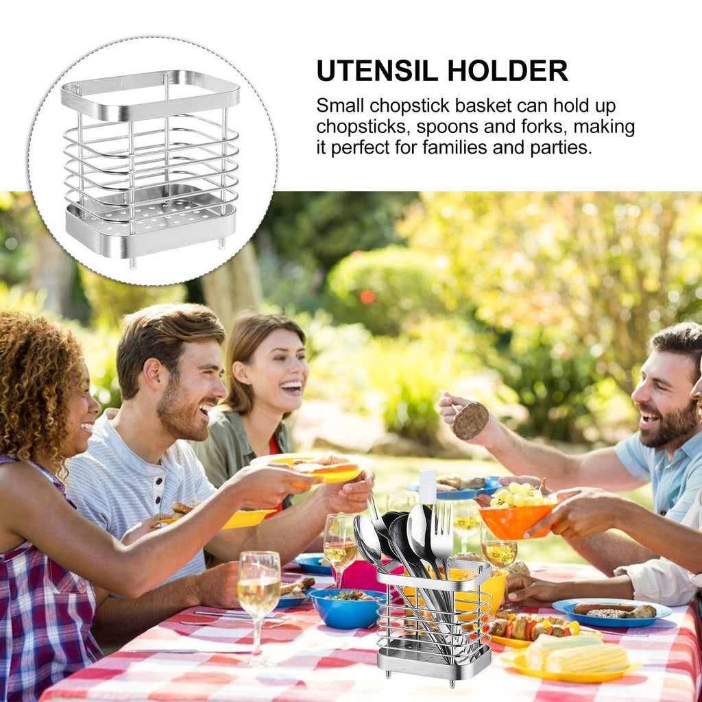 unbranded 2pcs Stainless Steel Cutlery Holder Kitchen Worktop Spoon Stand Space-saving Kitchen Utensil Holder – Durable Stainless Steel Construction for Streamlined Everyday Routines