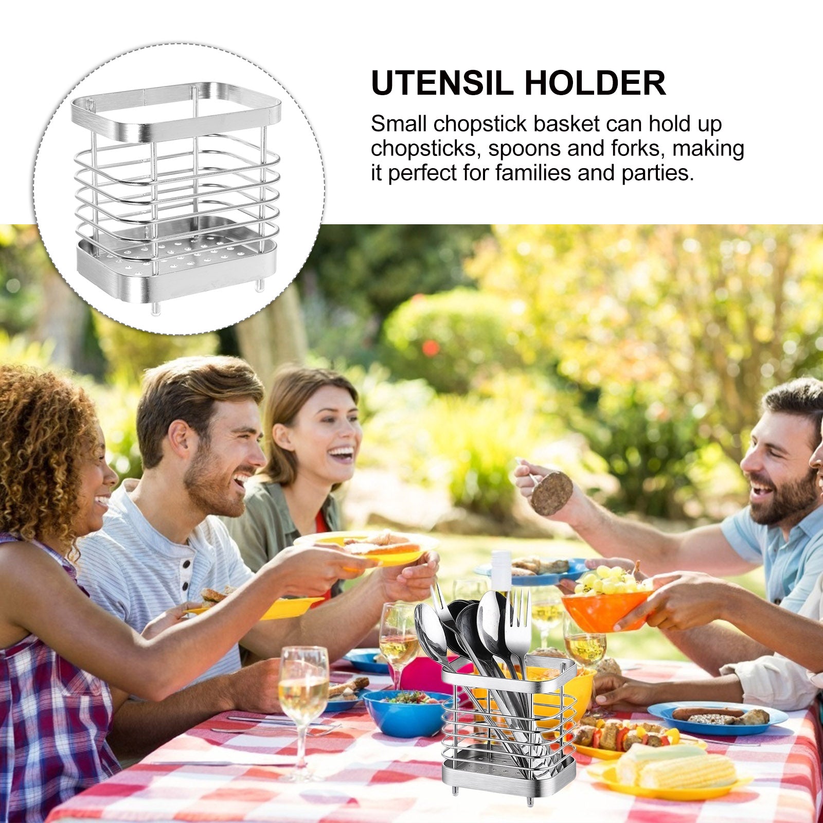 unbranded 2pcs Stainless Steel Cutlery Holder Kitchen Worktop Spoon Stand Space-saving Kitchen Utensil Holder – Durable Stainless Steel Construction for Streamlined Everyday Routines