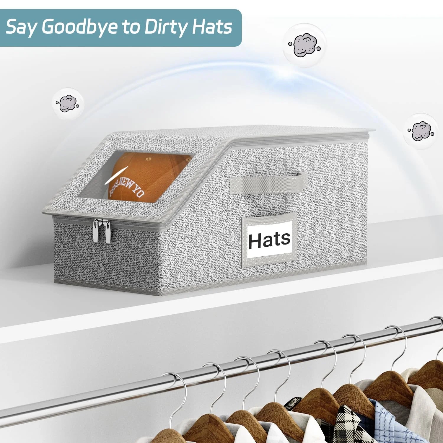 2 Pcs Stackable Hat Storage for Baseball Caps Holds up to 24 Caps Hat Organizer for Closet Sturdy Snapback Boxes for Men with Cardboard Grey – Stackable Organization for Streamlined Everyday Routines