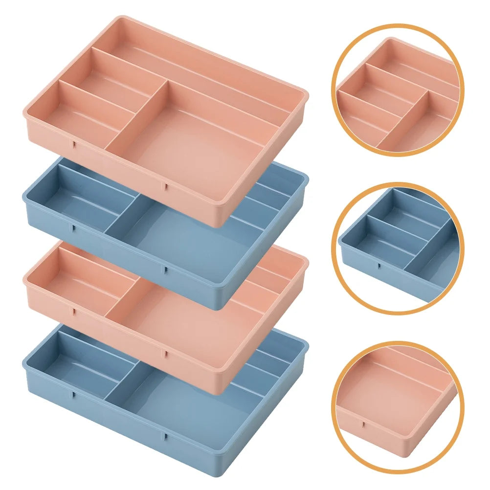 4 Pcs Office Storage Bins Drawers Four Grid Box Four-grid Compartment Case – Compartmented Organization for Streamlined Everyday Routines