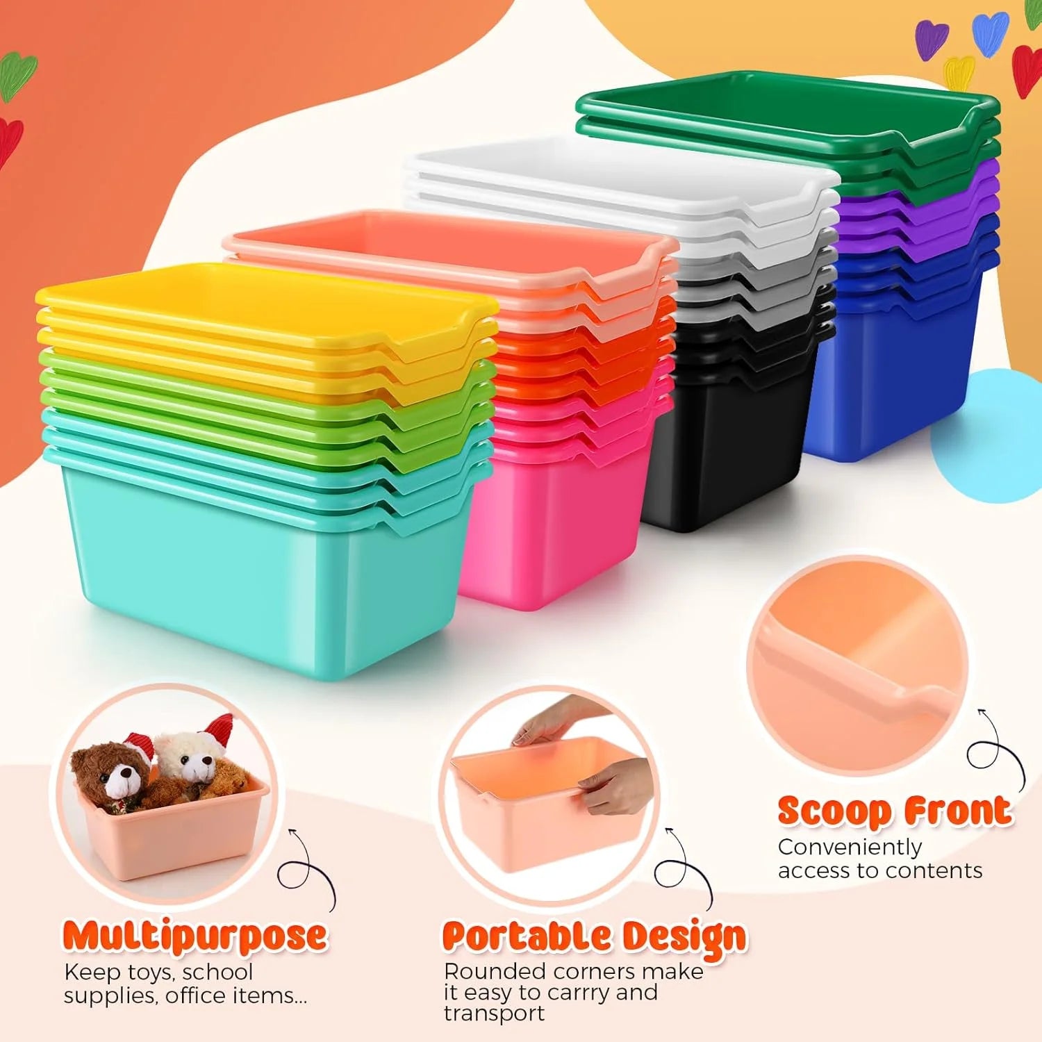 24 Pcs Plastic Cubby Bins Classroom Cubby Organization Book Bins for Classroom Bulk Toy Storage Baskets Stackable Assorted Colors Storage Containers for Home Office School Nursery Playroom – Stackable Organization for Streamlined Everyday Routines