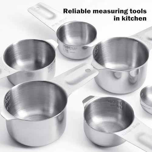Measuring Cups 7PCS Stainless Steel Measuring Cups with a Storage Bag for Cooking & Baking Dishwasher Suitable – Durable Stainless Steel Construction for Streamlined Everyday Routines
