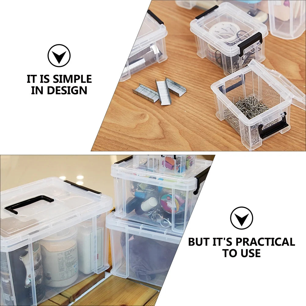 4Pcs Multi-functional Toy Storage Box Plastic Sundries Organizer with Lid Handles 8.5x6.5x5.0cm – Secure Lid Design for Streamlined Everyday Routines