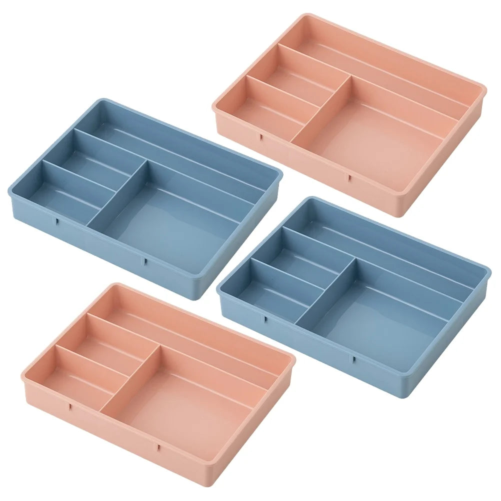 4 Pcs Office Storage Bins Drawers Four Grid Box Four-grid Compartment Case – Compartmented Organization for Streamlined Everyday Routines