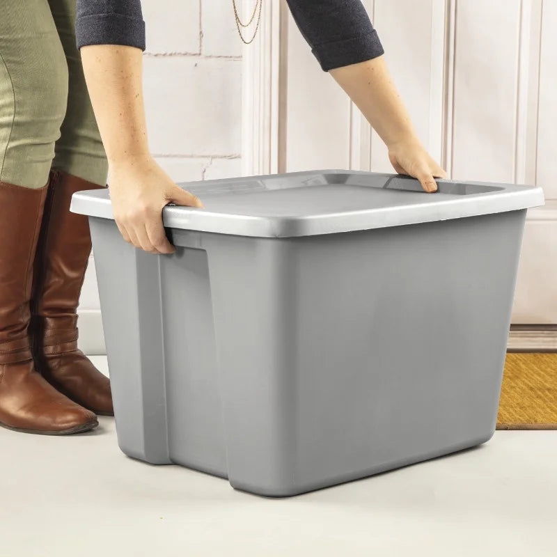 2-Pack 18 Gallon Heavy-Duty Plastic Storage Bins with Snap-On Lids - Durable Stackable Gray Organizers for Home Garage Pantry & Office - Space-Saving Rectangular Design with Reinforced Handles – Stackable Organization for Streamlined Everyday Routines