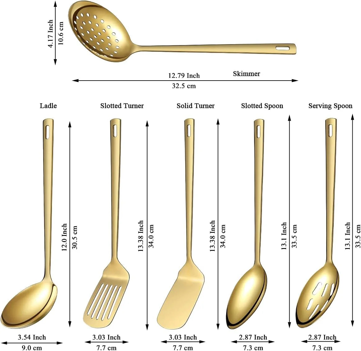 Gold Kitchen Utensils Set 6pcs Titanium Plating Stainless Steel Cooking Utensils Set Heavy Duty Kitchen Tools Spatulas Set Home Essentials Kitchen Gadgets Accessories – Durable Stainless Steel Construction for Streamlined Everyday Routines
