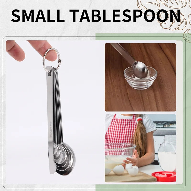 Stainless Steel Measuring Spoons Cups Set Small Tablespoon Teaspoons Set 6 with Bonus C4662 – Durable Stainless Steel Construction for Streamlined Everyday Routines