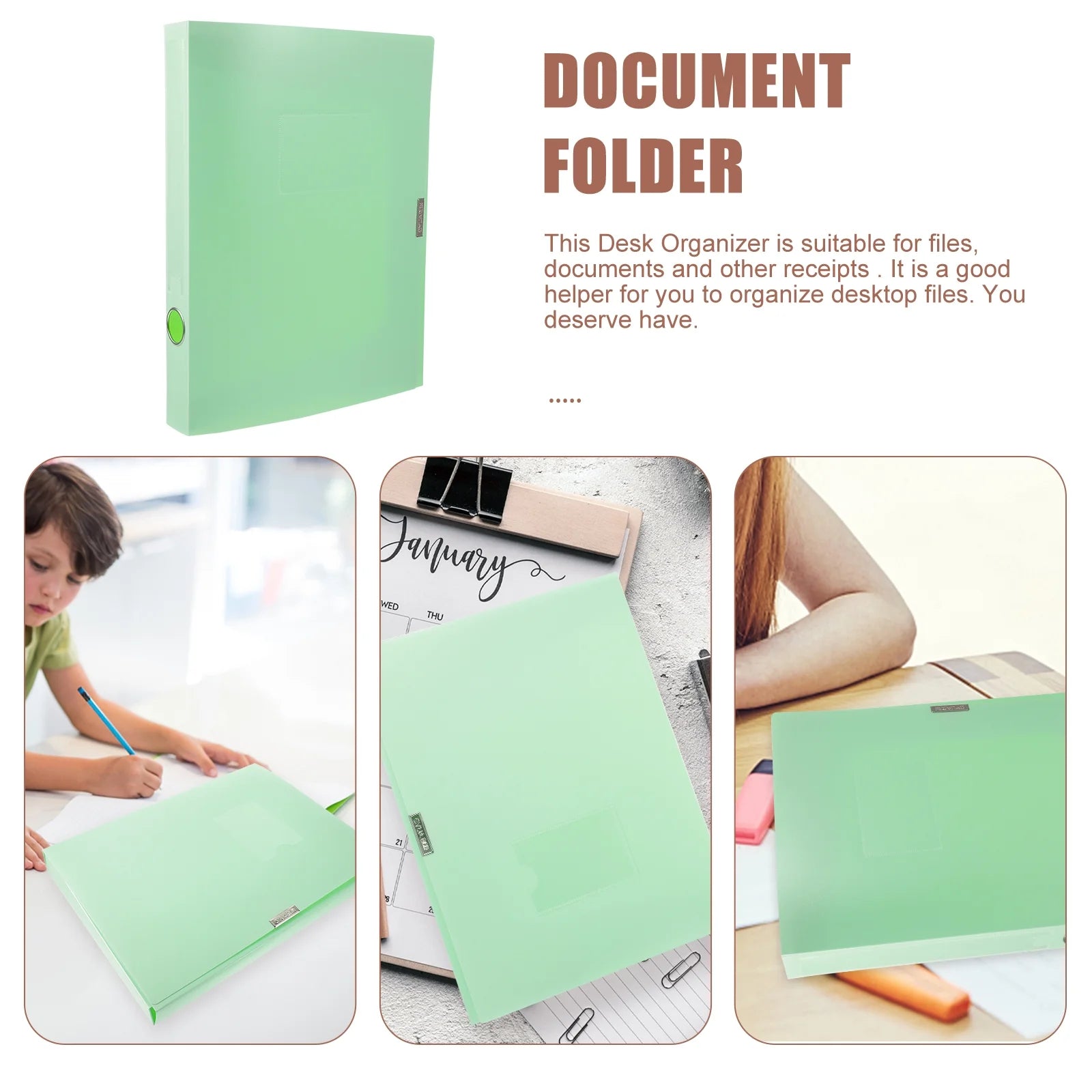 A4 File Box Photo Storage Boxes Organizer Folder Office Light Green – Practical Home Organization for Streamlined Everyday Routines