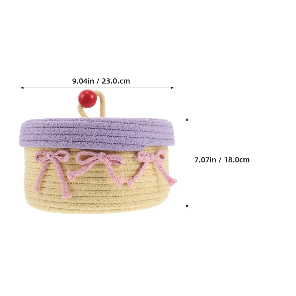Woven Cotton Rope Basket With Lid Jewelry Storage Box Cute Basket Cotton Rope Basket Storage Woven Basket Woven Rope Basket Bathroom Basket Organizer – Secure Lid Design for Streamlined Everyday Routines