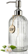 18 Oz Clear Glass Soap Dispenser with Rust-resistant Stainless Steel Pump Refillable Liquid Hand soap Dispenser for Bathroom Well-crafted Kitchen Soap Dispenser – Clear-View Organization for Streamlined Everyday Routines