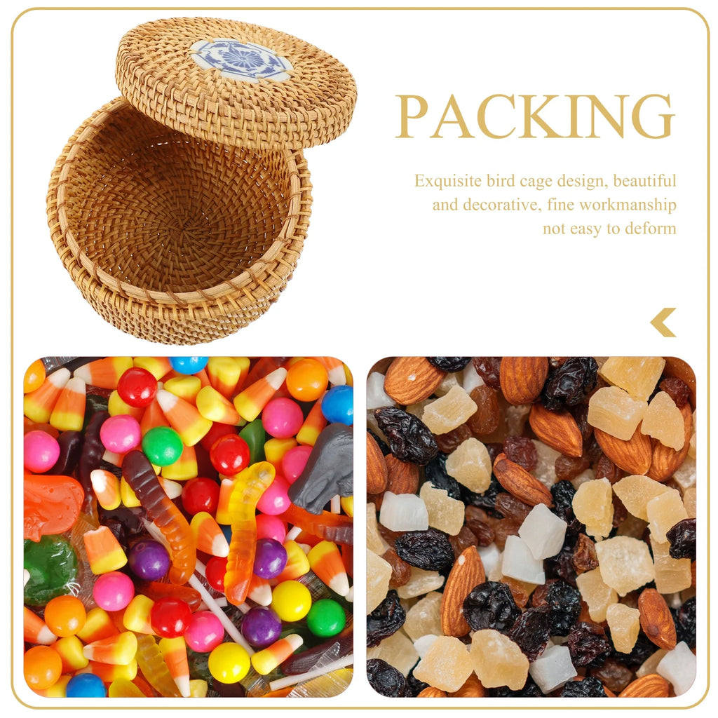 Toy Rattan Nut Box Household Storage Container 14X14X8CM – Practical Home Organization for Streamlined Everyday Routines