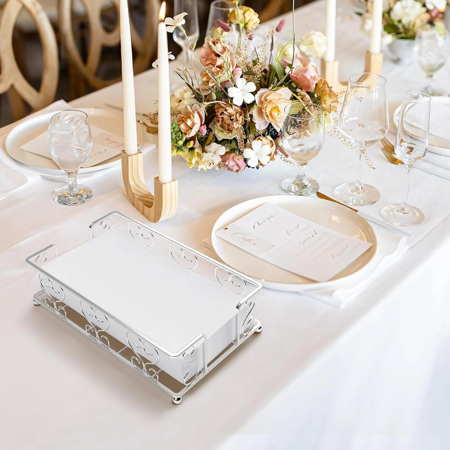Napkin Holder & Guest Towel Tray - Stainless Steel Disposable Paper Towel Dispenser for Bathroom Table Kitchen Countertop Dinner Table Vanity – Durable Stainless Steel Construction for Streamlined Everyday Routines