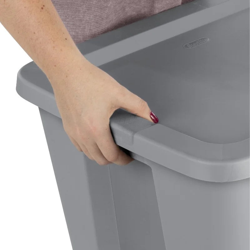 2-Pack 18 Gallon Heavy-Duty Plastic Storage Bins with Snap-On Lids - Durable Stackable Gray Organizers for Home Garage Pantry & Office - Space-Saving Rectangular Design with Reinforced Handles – Stackable Organization for Streamlined Everyday Routines