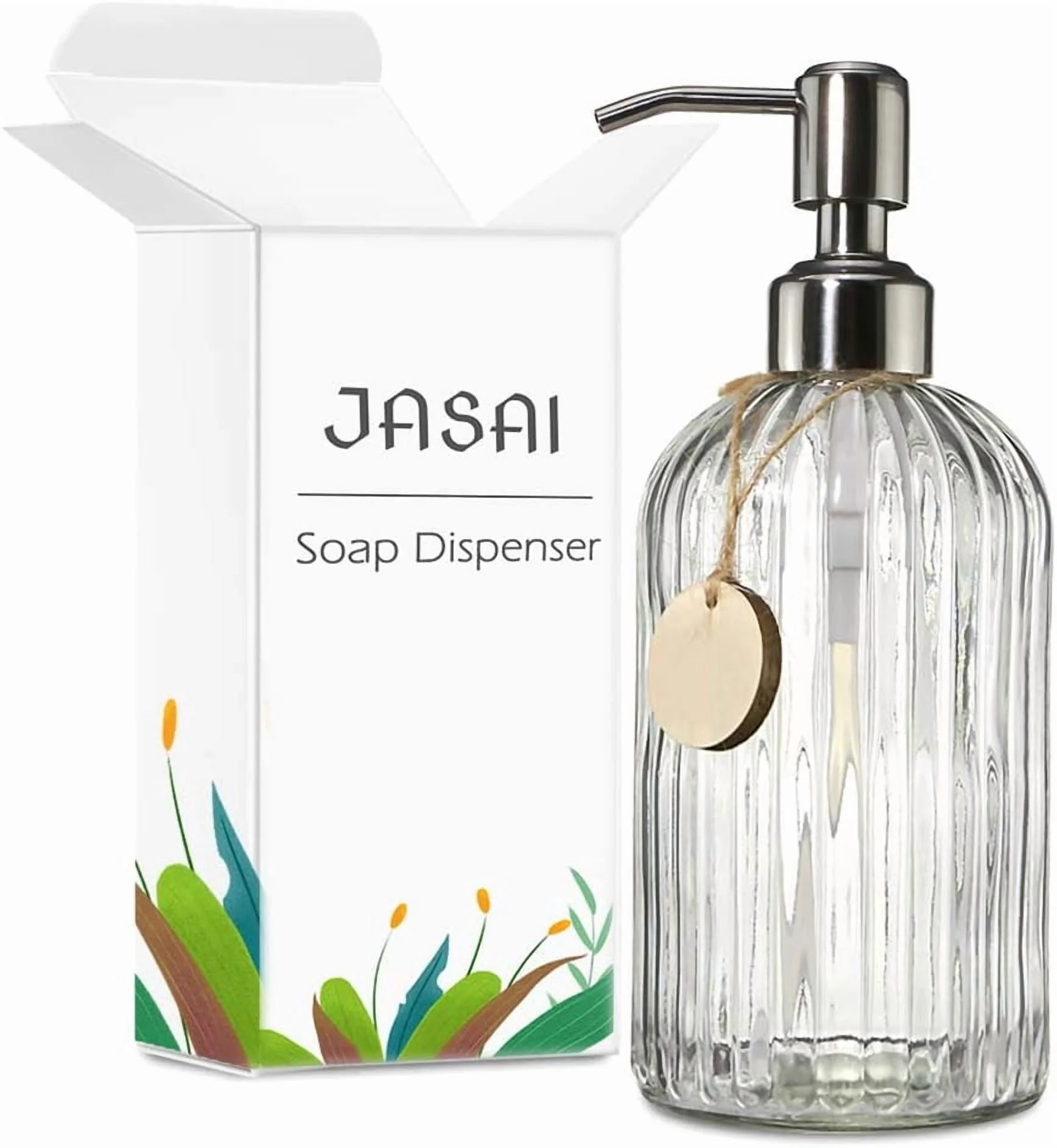 18 Oz Clear Glass Soap Dispenser with Rust-resistant Stainless Steel Pump Refillable Liquid Hand soap Dispenser for Bathroom Well-crafted Kitchen Soap Dispenser – Clear-View Organization for Streamlined Everyday Routines
