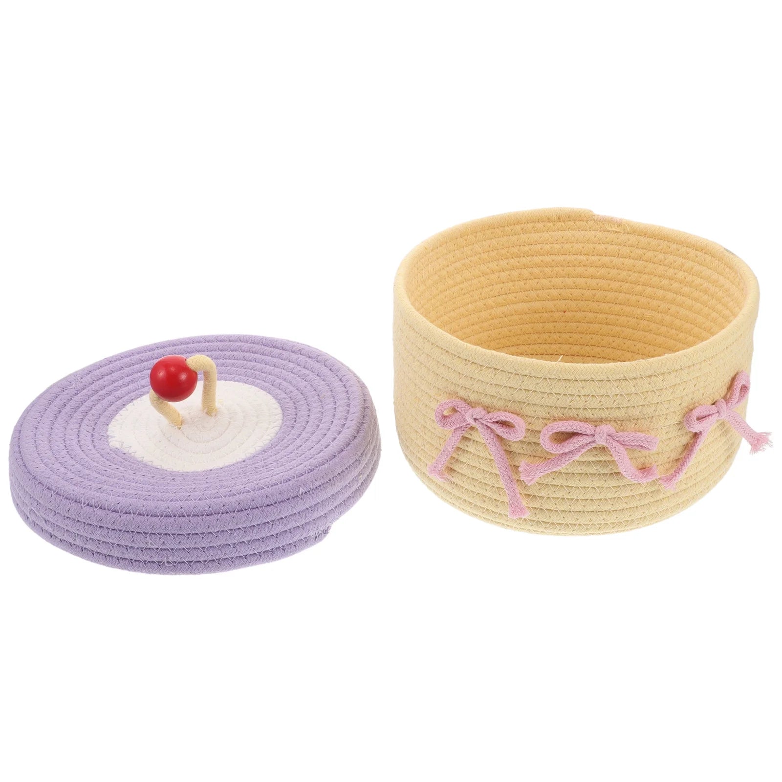 Woven Cotton Rope Basket With Lid Jewelry Storage Box Cute Basket Cotton Rope Basket Storage Woven Basket Woven Rope Basket Bathroom Basket Organizer – Secure Lid Design for Streamlined Everyday Routines