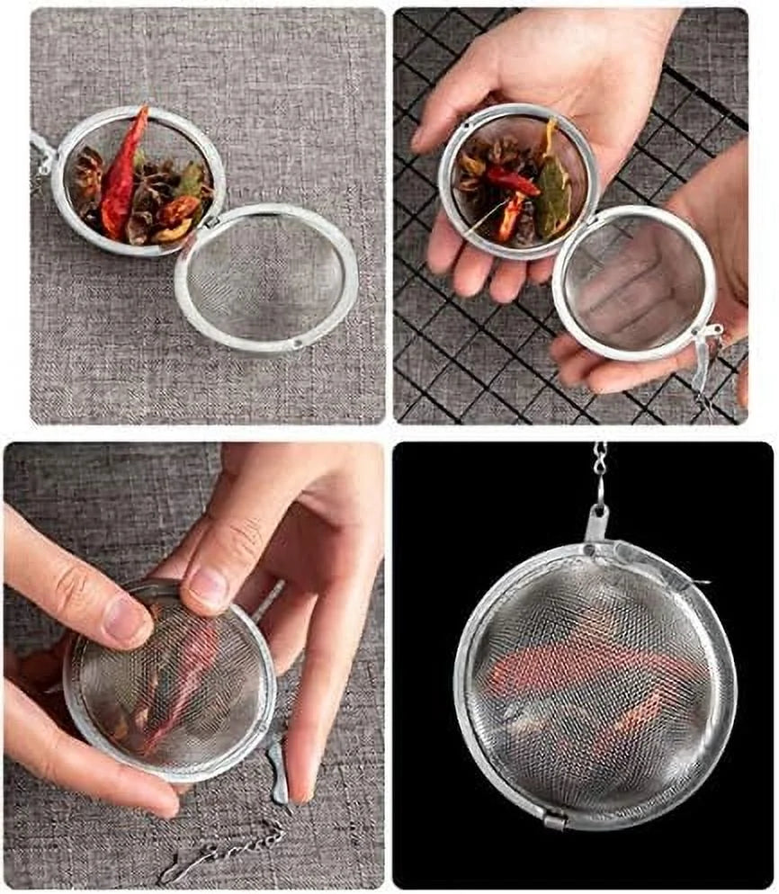 3pcs Stainless steel fine mesh seasoning ball kitchen soup spice stew filter kitchen tool metal tea bag tea ball (3pcs Round Shape),Silver,5cm/6cm/7cm – Durable Stainless Steel Construction for Streamlined Everyday Routines