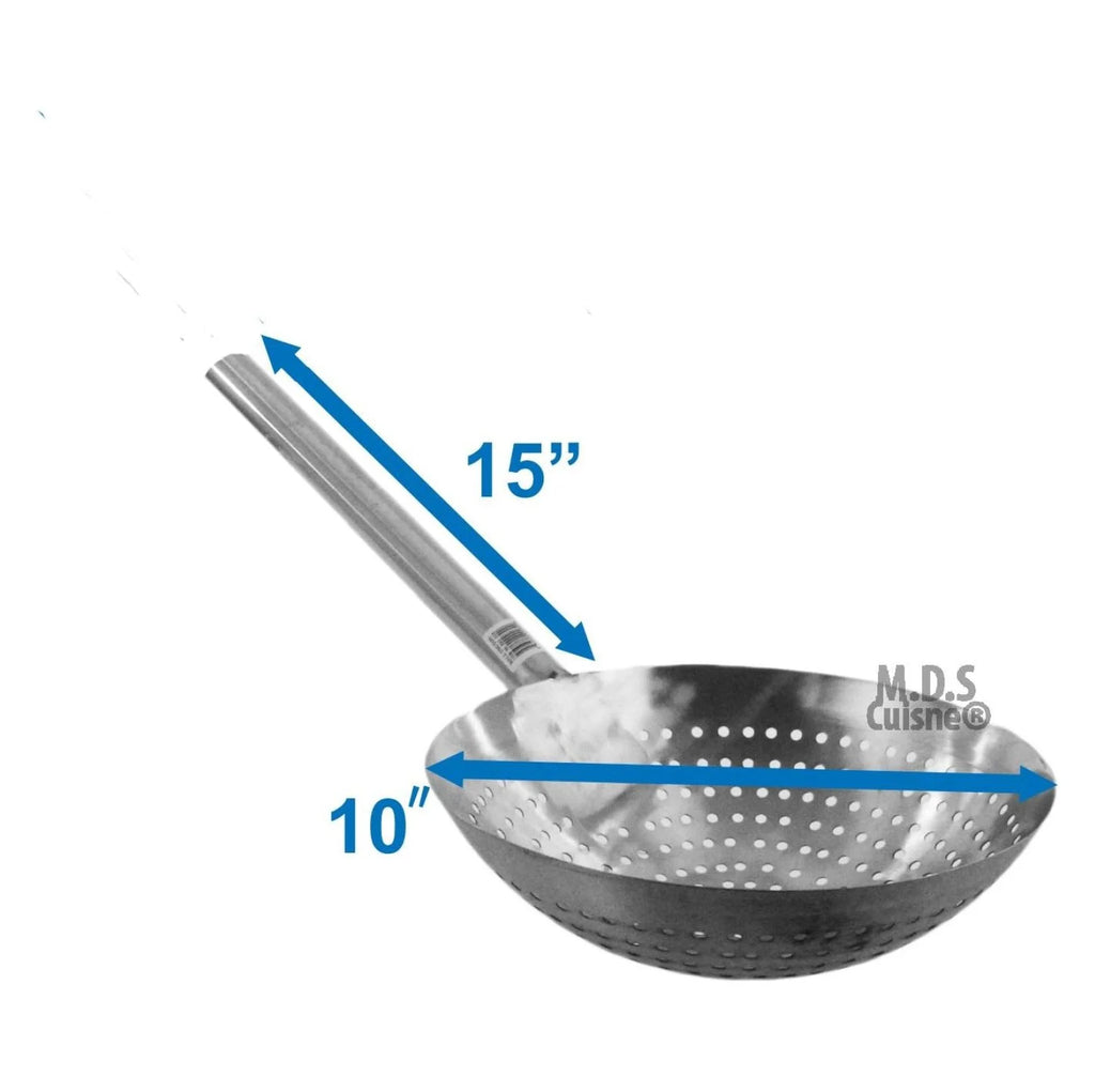 Stir Fry Skimmer Strainer 25" Stainless Steel Spider Ladle for Deep Frying Carnitas Chicken Shrimp - Long Handle Kitchen Tool – Convenient Carry Handles for Streamlined Everyday Routines