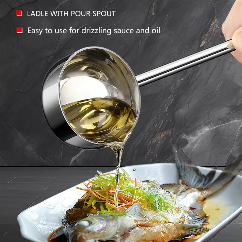 Small Soup Ladle Stainless Steel Metal Deep Spoon with Pour Spout 2 Oz Long Handle Gravy Ladles Heat- 10.5 Inch – Convenient Carry Handles for Streamlined Everyday Routines